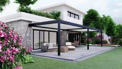 pergola HOME SUN, version ADOSSÉE 2 modules lames parallèles